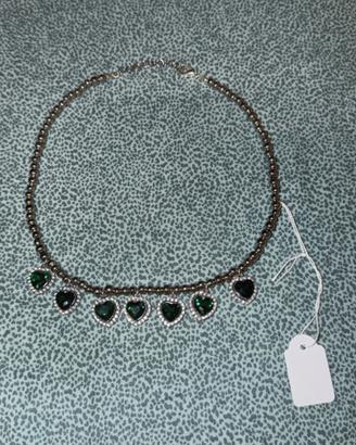 Collana con cuori verdi e brillanti