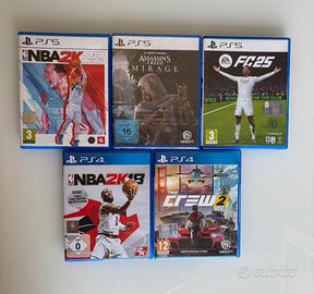 Lotto 5 Giochi PS5 PS4 FC25 Mirage NBA Crew
