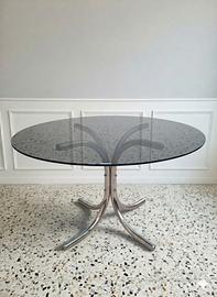 Tavolo Design Anni 70  Fumé Cromo Stoppino Rinaldi