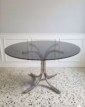 Tavolo Design Anni 70  Fumé Cromo Stoppino Rinaldi