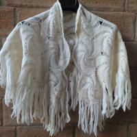 Scialle vintage lana fatto a mano cm 100x50 nuovo 