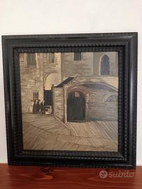 Quadro antico dipinto olio su legno firmato 