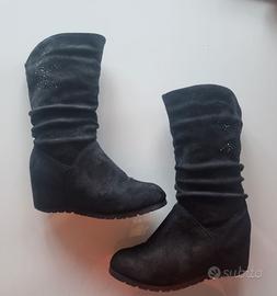Stivaletti camoscio Neri n° 35 con zeppa
