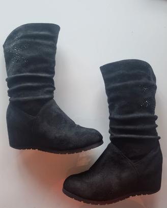 Stivaletti camoscio Neri n° 35 con zeppa