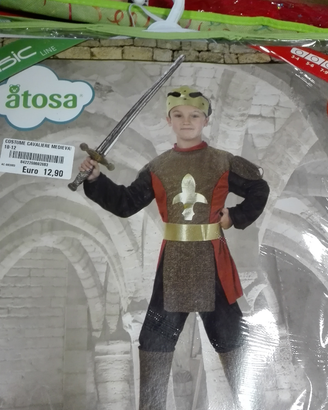 Costume carnevale cavaliere medioevale 10-12 anni