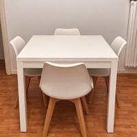 Tavolo quadrato 90cm allungabile a 180cm piu sedie