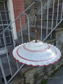 lampadario in ceramica vintage dipinto a mano 