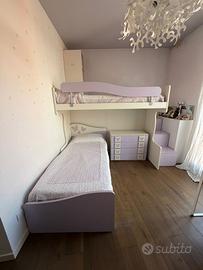 Cameretta ragazze completa con letto ponte