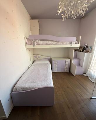 Cameretta ragazze completa con letto ponte