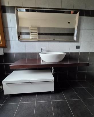 Mobile Bagno 150 cm con specchio e cassettiera