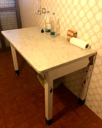 Tavolo da cucina 1930 in marmo di Carrara