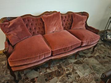 salotto vintage divano 3 posti + 2 poltrone 