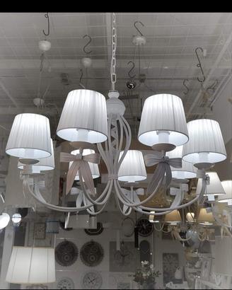 lampadario shabby chic 5 luci con paralume 