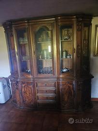 Vetrina + mobile  salone in legno massello