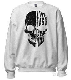 Felpa girocollo skull cafe racer vintage custom