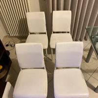 Set 4 sedie moderne ecopelle bianca e metallo
