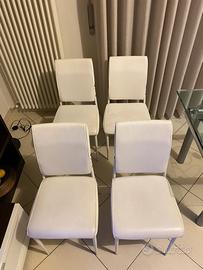 Set 4 sedie moderne ecopelle bianca e metallo