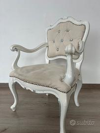 Poltrona stile classico shabby chic bianca