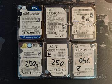 Lotto 6 HDD 2,5" Laptop 320-250GB funzionanti test