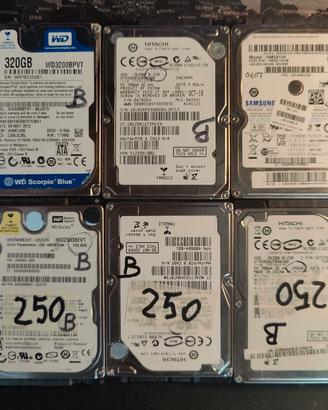 Lotto 6 HDD 2,5" Laptop 320-250GB funzionanti test