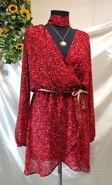 Vestito Donna rosso abito Only + cinturina ANNI 80