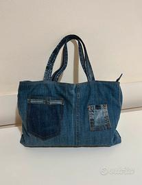 borsa sartoriale di jeans fatta a mano