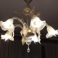 Lampadario vetro Murano + foglia/fiore ricambio