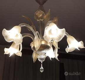 Lampadario vetro Murano + foglia/fiore ricambio