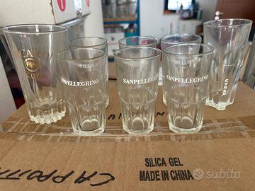 8 bicchieri vintage Cynar Bacardi San Pellegrino