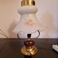 Lampada Vintage tavolo in legno , vetro e metallo 