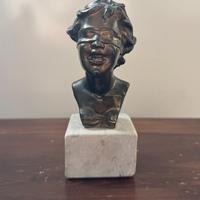 Statua Busto Bronzo Metallo Dea Bendata