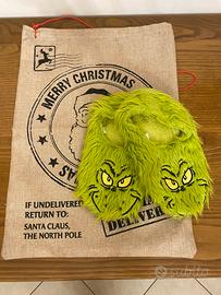 Pantofole Grinch Natale con sacca babbo Natale