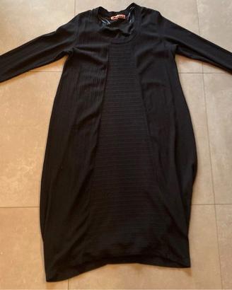 Abito Lungo Mat. Fashion Nero a Costine L