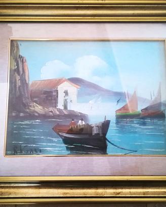 Quadro con scena marina