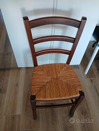 6 Sedie di legno impagliate
