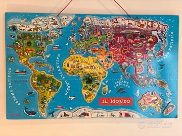 JANOD puzzle magnetico in legno IL MONDO