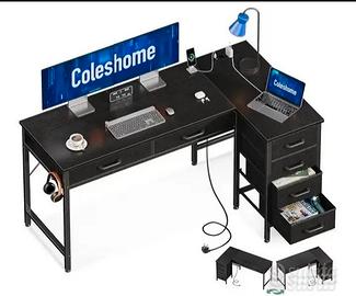 Scrivania Angolare Gaming/Studio+Sedia Ergonomica