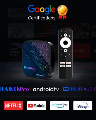 HAKO PRO TV box Android 11 Certificato GOOGLE