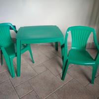 Tavolino e 2 sedie da giardino per bambini