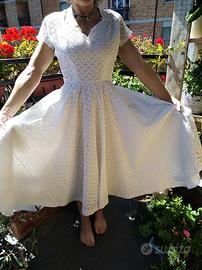 Vestito anni 50 alta sartoria pizzo Sangallo