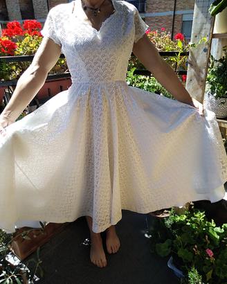 Vestito anni 50 alta sartoria pizzo Sangallo