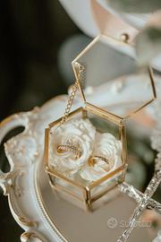 Cofanetto porta fedi in vetro e oro