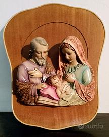 Sacra Famiglia in Scagliola e legno 