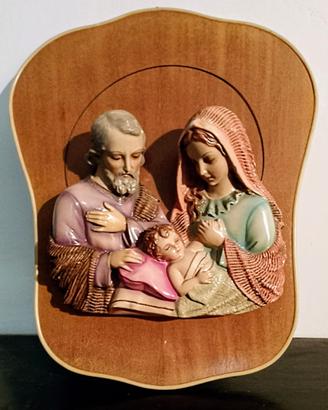 Sacra Famiglia in Scagliola e legno 