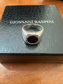 Anello Uomo Giovanni Raspini Martellato Onice Nero
