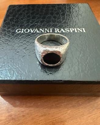 Anello Uomo Giovanni Raspini Martellato Onice Nero
