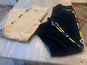 2 paia di Pantaloni vellutino nero e beige
