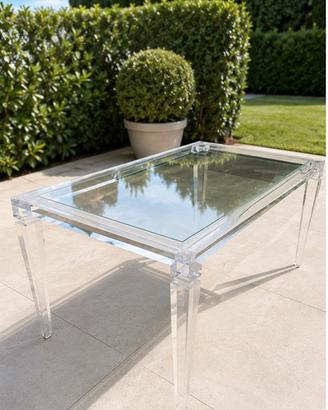 Tavolo luxury in plexiglass lavorato con cristallo