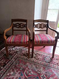 Coppia poltroncine antiche noce primo '800 Impero
