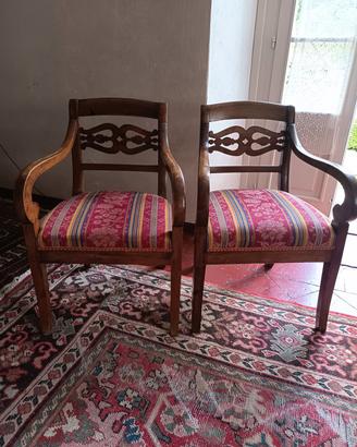 Coppia poltroncine antiche noce primo '800 Impero